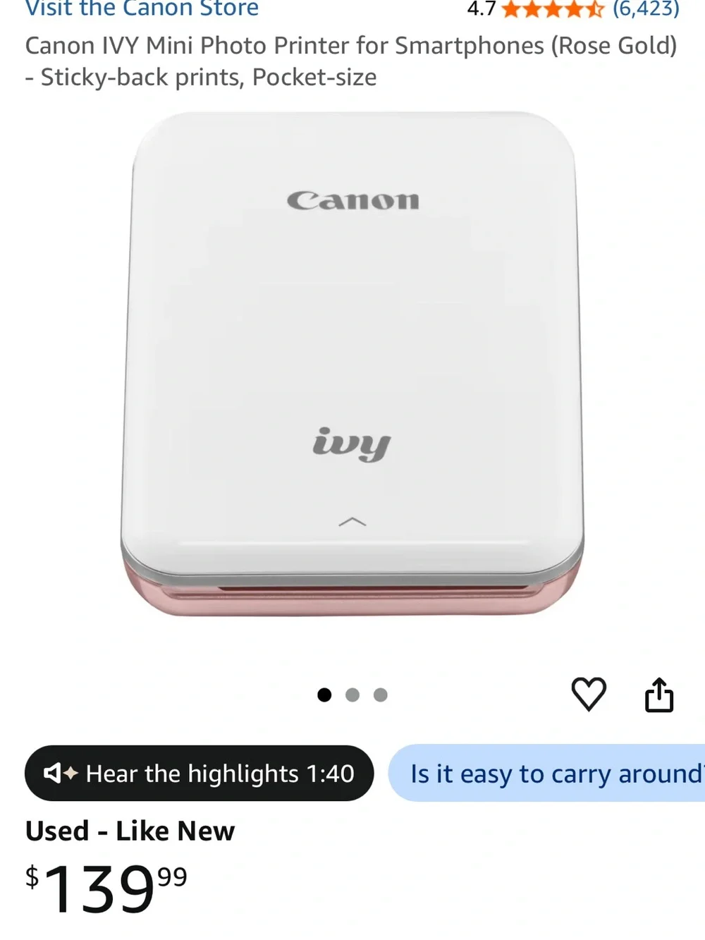 Canon Ivy Mini Photo Primter